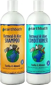 Earthbath Oatmeal & Aloe Shampoo/Conditioner Bundle (Vanilla & Almond) - (1) 16 OZ Shampoo (1) 16 OZ Conditioner