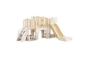 Kids Slide Set 8in1 Ladder Steps Indoor Playground Basketball Hoop Activity Centre Gym Climber Telescope Ring Toss Game Tunnel Outdoor Toys Playset