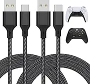 Charging Cable for Playstation 5/Xbox Series X/Series S Controller, Fast Charging USB Type C Charger Cord Campatible with Sony PS5 Dual Sense Controllers, Nintendo Swith and Switch Lite-9.8 FT 2 Pack