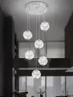 ykolupty LED Staircase Chandelier Modern Crystal Globe Pendant Light Crystal ...