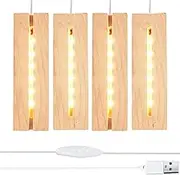 RUIITEN 4 Pack 6 inch Rectangle Display Pedestals, Warm Color Rectangle Led Lights Display Base, Crystal Wooden Lighted Base Stand for Acrylic, Crystal, Night Light, Glass Resin Art