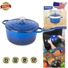Gorgeous Dark Blue Enamelled Cast Iron Pot - 5 Quart, Perfect for Gift Giving