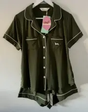 Peter Alexander Womens Green Bamboo Classic PJ Set Size Small RRP$129.00