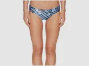 $264 Seafolly Women's Blue Tribe Ruched Side Retro Bikini Swim Bottoms USA Sz 8