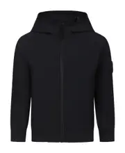 Stone Island Junior Zipped Straight Hem Hooded Jacket 8Y,4Y,14Y,2Y,12Y,10Y black