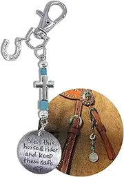 Horse Saddle and Bridle Charm Clip, Bless This Horse and Rider Keep Safe Bridle Saddle Charm Gifts for Horse Rider, Saddle Strings Riding Enthusiast Charms Hanging Ornament