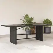 Garden Table with Glass Top Black 190x80x74 cm Poly Rattan
