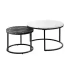 NNEED Set of 2 Coffee Table Round Nesting White & Black