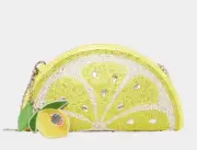 Betsey Johnson Kitsch Pucker Up Crossbody Bag Lemon Yellow BJ34380N New Sealed