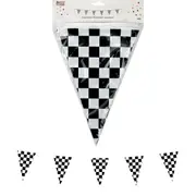 Black and White Chequered Plastic Flag Banner (10m)