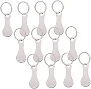 HOMSFOU 12Pcs Portable Stainless Steel Shopping Cart Tokens with Key Rings Trolley Remover Keychain for Grocery Trolleys Practical for Family and Friends