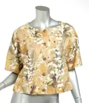 DOLCE & GABBANA Painted Floral Cropped Short Sleeve Jacket Coat US8 IT44 NEW $2K