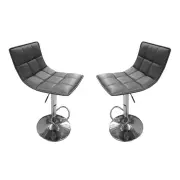 HomeStar Set Of 2 Lunar Modern Height Adjustable Gas Lift PU Leather Bar Stool - Grey