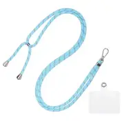 Phone Lanyard Adjustable Neck Lanyard with Transparent Patch Blue Gray