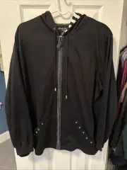 Alfred Dunner Hoodie Women's Black Full Zip Sweatshirt Size 18W NEW WITH TAGS