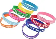 KOMBIUDA 10Pcs Star Student Wristbands Colorful Silicone Bracelets for Classroom Recognition Comfortable Fit for Back to School Supplies for Teachers and Students