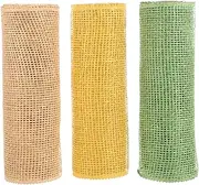 CALLARON 3pcs Burlap Mesh Rolls for DIY Flower Wreaths and Present Wrapping Decorative Mesh for Rustic Party Decorations