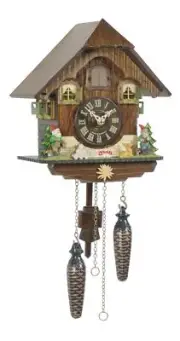 Quartz Cuckoo Clock Black forest house with music TU 433 QM NEW