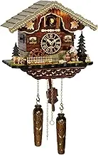 Trenkle Quartz Cuckoo Clock Black Forest House with Moving Wood Chopper and Mill Wheel, with Music and Light et l'éclairage