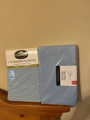1 CANNON BASICS STANDARD PILLOW CASE BLUE 2 MAINSTAYS NEW