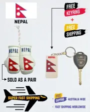 NEPALESE FLAG , NEPAL , BUY 1 PAIR MINI BOXING GLOVES & GET 1 FREE KEYRING