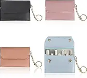 4Pcs Birth Control Pill Case Holder, PU Leather Birth Control Case Sleeve Wallet with Snap and Keyring, Privacy Protection Contraceptive Medicine Holder Keychain