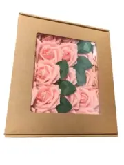 25-50 Pcs Foam Artificial Rose Flower Heads W/Stem Wedding Bride Bouquet Decors
