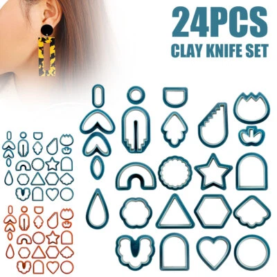 24pcs DIY Clay Earring Cutters Set for Polymer Clay Jewelry Making Plastic paOgu