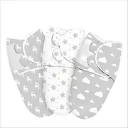3 Pack Cotton Baby Swaddle Sleep Sacks,Infant 0-6 Adjustable Newborn Infant Swaddle for Boy and Girls,Soft Organic Cotton Baby Wrap for Safe & Cozy Sleep (0-3month, Style 2)