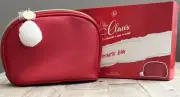 BH Cosmetics Miss Claus Half Moon Shaped Red Faux Holiday Cosmetic Makeup Bag