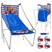 Costway Foldable Electronic Basketball Arcade Game Dual Basketball Game Set w/4 Balls&Hand Pump
