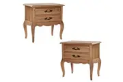 Bali 2pc Set Bedside 2 Drawers Tables Storage Cabinet Shelf Side End Table Oak