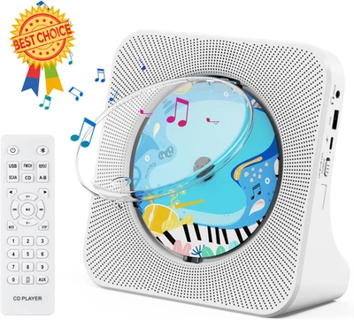 CD Player Bluetooth Desktop Portable FM Radio USB AUX Speakers LED Remote