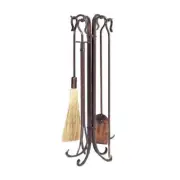 Uniflame 5 Pc. Antique Copper Hammered Crook Fireset - F-1266