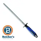 Butcher's 10" FDICK Combi Knife Sharpening Steel Square Blue Handle 2 Sides 25cm