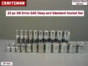 CRAFTSMAN TOOLS 22 pc 3/8 Drive SAE Deep and Standard Socket Set