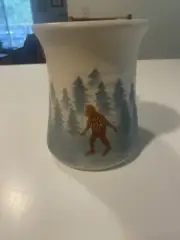 Handmade Sasquatch Forest Trees Pottery Coffee Mug Cup Lindsoe Clayworks NWT