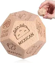 HONMEET Food Decider Game Wooden Dinner Decision Maker for Fun Food Choices for Family Gatherings Parties and Trips Compact with Carvings