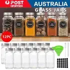 Upto 36x Clear Square Glass Jars Lid Spice Herb Seasoning Condiment Storage AU