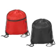 2Pcs 13x16.5" Polyester Drawstring Bag Gym Backpack Bulk Cinch Sack Red, Black