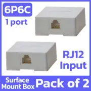 2 Pack Telephone Surface Mount Box RJ12 6P6C White Keystone Wall Box 1 Port Box