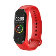 Smart M4 Wristbands Men Women Waterproof Sports Bracelet Phone Bluetooth Heart Rate Monitor Fitness watches For Android IOS - Red