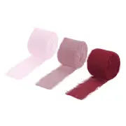 3 Rolls Chiffon Ribbon 2" 7Yard Wine Red/Purple Red/Light Pink