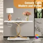 Console Table Faux Marble Sofa Side End Table Hallway Plant Stand Table Golden