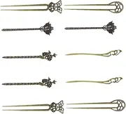 Ipetboom Pack Vintage Hair Stick Retro Chignon Pin Alloy Material Electroplated Hair Chopstick for Women Rustless Beauty Accessory
