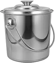 Ipetboom Stainless Steel Bucket with Lid Thick Water Storage Container with Handle for Hotels Bars and Beach Parties Multi Functional Rice Bucket