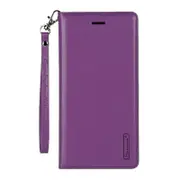 For Apple iPhone 13 Pro Hanman Leather Wallet Case Flip Card Holder Slots Magnetic Shockproof Cover (Purple)