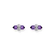 THOMAS SABO Crystal Stud Earrings with Imitation Amethyst Silver
