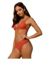 Rip Curl Premium Surf Cheeky Hi Cut Bikini Bottom Rust Size S 4474