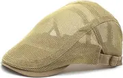 [ANMUR] Men's Fashion Trucker Cap Summer Ivy Hats Berets Sailor Docker Caps Mesh Peaky Newsboy Hat for Men (Color : Khaki, Size : One Size)